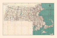 Massachusetts 1949 State Highway Map Reprint