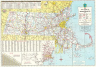 Massachusetts 1969 State Highway Map Reprint