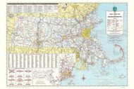 Massachusetts 1970 State Highway Map Reprint