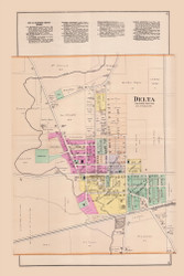 Delta, Ohio 1888 - Old Town Map Reprint - Fulton Atlas 15