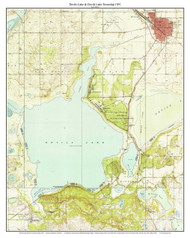 Devils Lake and Devils Lake Town 1951 1951 - Custom USGS Old Topo Map - North Dakota