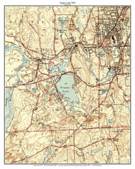 Tiogue Lake 1943 - Custom USGS Old Topo Map - Rhode Island Lakes