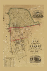 Camden City, New Jersey 1857 Old Town Map Custom Print - Camden Co.