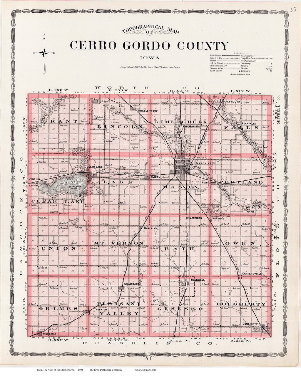Cerro Gordo County, Iowa 1904 Iowa State Atlas 35 OLD MAPS