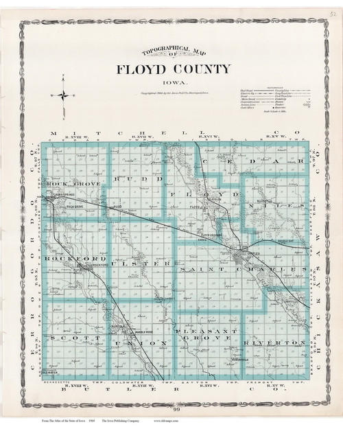 Floyd County, Iowa 1904 Iowa State Atlas 52 OLD MAPS