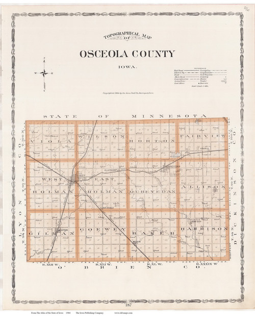 Osceola County, Iowa 1904 Iowa State Atlas 96 OLD MAPS