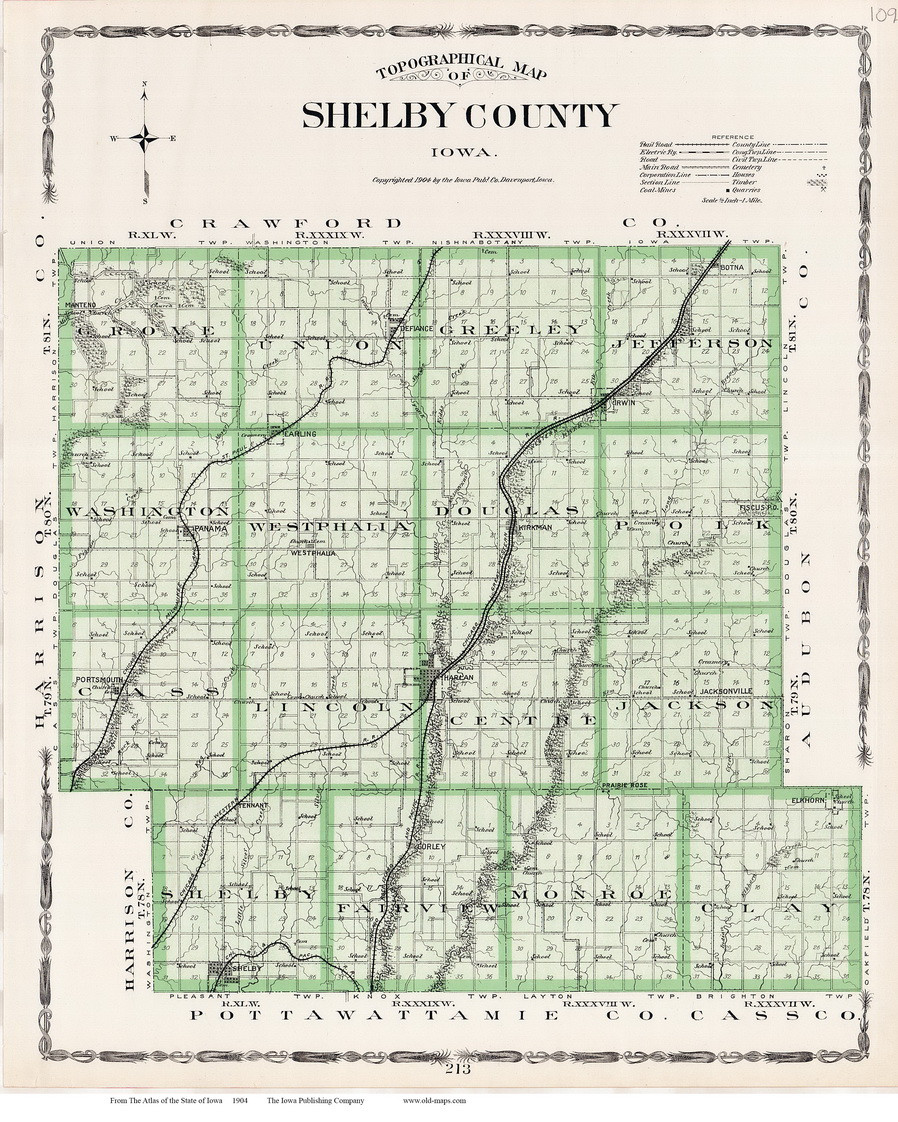 Shelby County, Iowa 1904 Iowa State Atlas 109 OLD MAPS