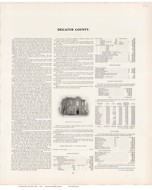 Decatur County Iowa Plant Map.pdf Decatur County Text, Iowa 1904 - Iowa State Atlas 202 - OLD MAPS