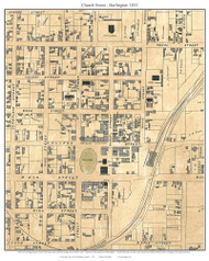 Church Street - Burlington 1853 Presdee & Edwards - Old Map Custom Print - Vermont Towns Other