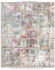 Church Street - Burlington 1890 Hopkins - Old Map Custom Print - Vermont Towns Other