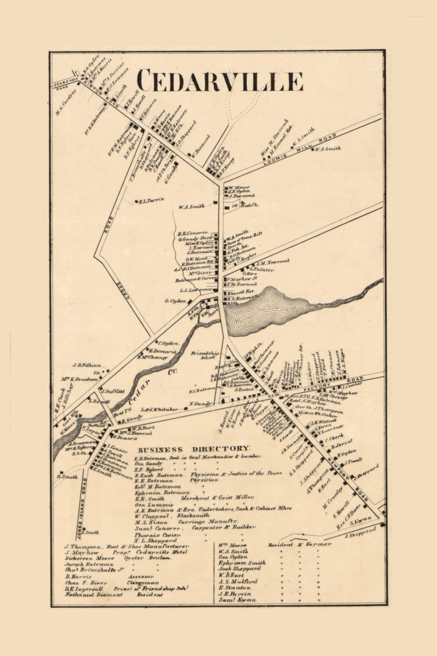 Cedarville , New Jersey 1862 Old Town Map Custom Print Cumberland Co