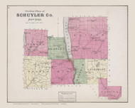 Schuyler County #09, New York 1874 Old Map Reprint - Schuyler Co.