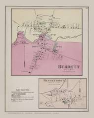 Burdett, Bennettsburg #43, New York 1874 Old Map Reprint - Schuyler Co.