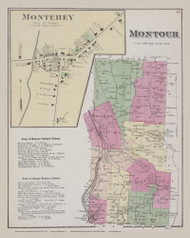 Montour, Monterey #47, New York 1874 Old Map Reprint - Schuyler Co.