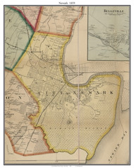 Newark - , New Jersey 1859 Old Town Map Custom Print - Essex Co.