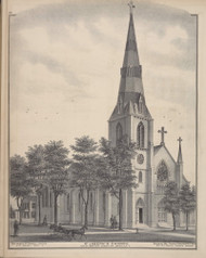 St Joseph's Church #040, New York 1876 Old Map Reprint - Genesee Co.