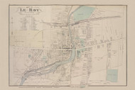 Le Roy Village #048, New York 1876 Old Map Reprint - Genesee Co.