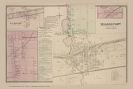 Middleport, Gasport, Wolcottville #58-59, New York 1875 Old Map Reprint - Niagra & Orleans Cos.