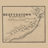 Beatyestown Mansfield - , New Jersey 1860 Old Town Map Custom Print - Warren Co.