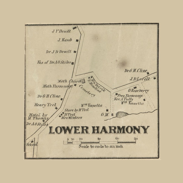 Lower Harmony , New Jersey 1860 Old Town Map Custom Print Warren Co