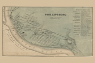 Phillipsburg Village - , New Jersey 1860 Old Town Map Custom Print - Warren Co.