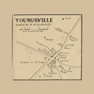 Youngsville - , New Jersey 1860 Old Town Map Custom Print - Warren Co.