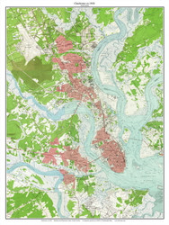 Charleston 1958 - Custom USGS Old Topo Map - South Carolina Coast