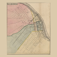New Brunswick Village, New Jersey 1861 Old Town Map Custom Print - Middlesex Co.