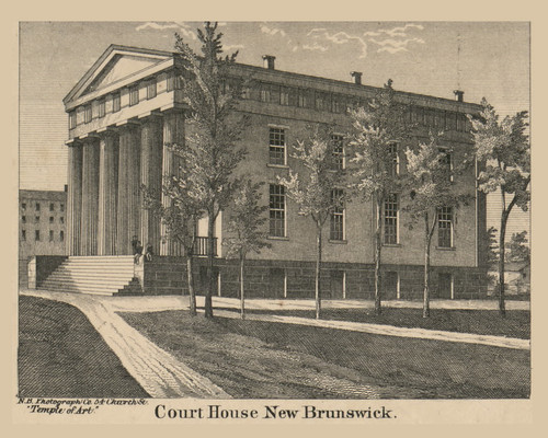 New Brunswick Court House New Jersey 1861 Old Town Map Custom Print