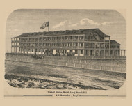 Long Branch Hotel, Long Beach - , New Jersey 1861 Old Town Map Custom Print - Middlesex Co.