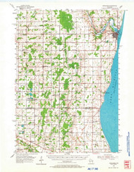 Kewaunee, Wisconsin 1954 (1967) USGS Old Topo Map Reprint 15x15 WI Quad 503331