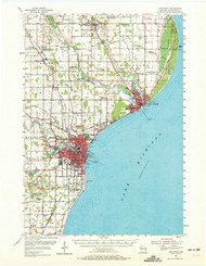 Manitowoc, Wisconsin 1954 (1972) USGS Old Topo Map Reprint 15x15 WI Quad 802882