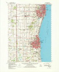 Racine, Wisconsin 1959 (1980) USGS Old Topo Map Reprint 15x15 WI Quad 803019