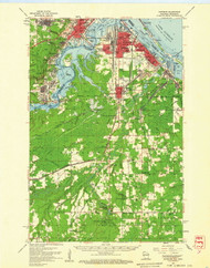 Superior, Wisconsin 1954 (1959) USGS Old Topo Map Reprint 15x15 WI Quad 503563