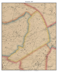 Springfield, New Jersey 1849 Old Town Map Custom Print - Burlington Co.