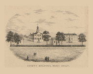County Buildings in Mount Holly - , New Jersey 1849 Old Town Map Custom Print - Burlington Co.