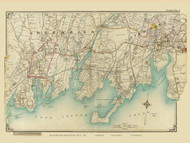 Greenwich and Stamford, New York 1908 - Old Town Map Reprint - Westchester and Fairfield Counties - Rural North of NYC Metro Atlas