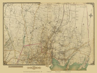 Stamford and Darien, New York 1908 - Old Town Map Reprint - Westchester and Fairfield Counties - Rural North of NYC Metro Atlas