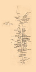 Flemington  Raritan - , New Jersey 1851 Old Town Map Custom Print - Hunterdon Co.