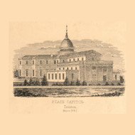 State Capitol, Trenton, Mercer Co - , New Jersey 1851 Old Town Map Custom Print - Hunterdon Co.