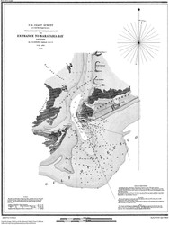 Barataria Bay Entrance 1853 - Old Map Nautical Chart AC Harbors 511 BW - Louisiana