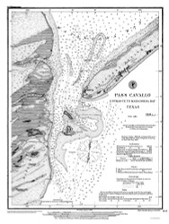 Pass Cavallo 1888 - Old Map Nautical Chart AC Harbors 522A - Texas