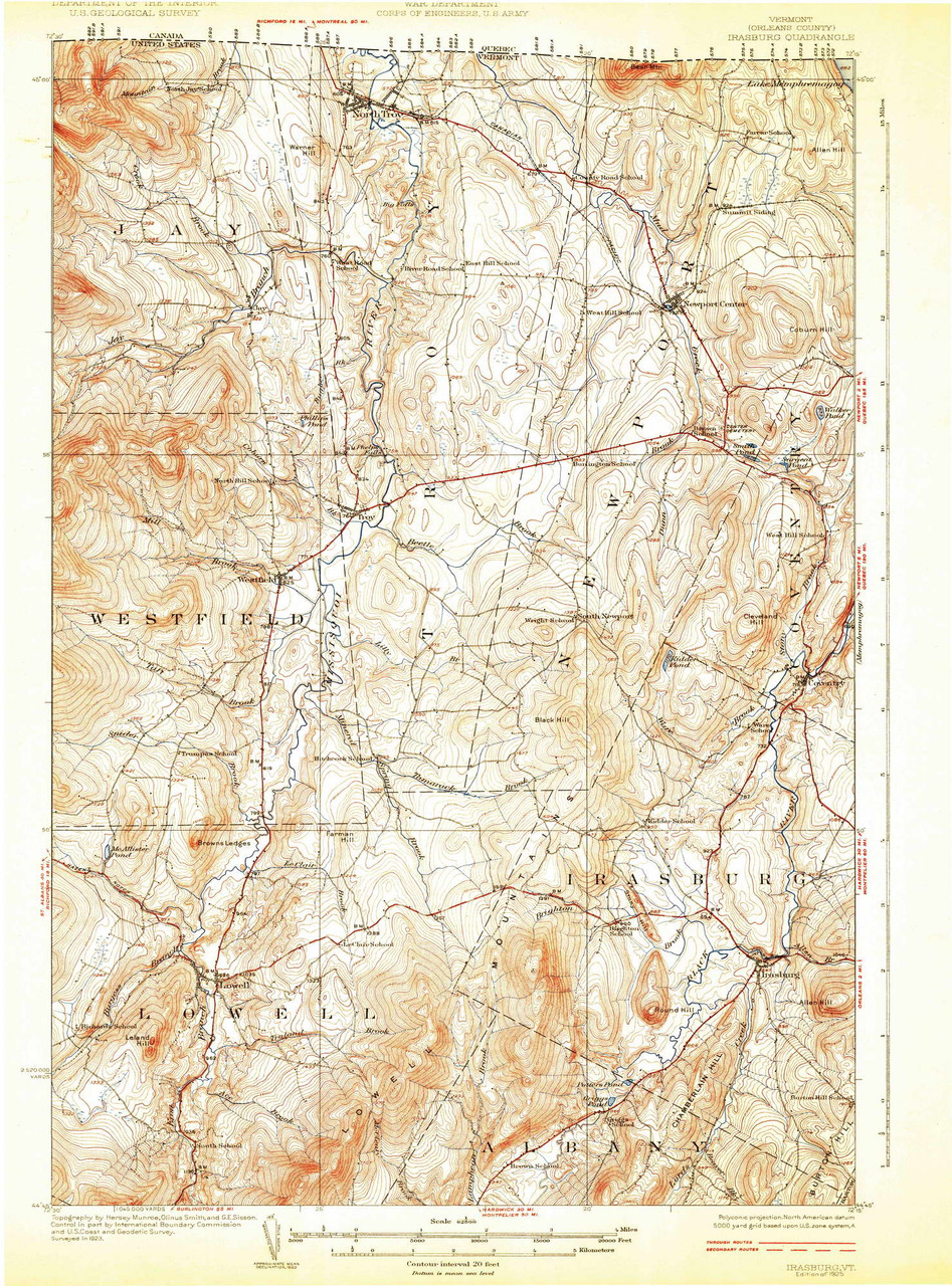 Irasburg, Vermont 1925 () USGS Old Topo Map Reprint 15x15 VT Quad