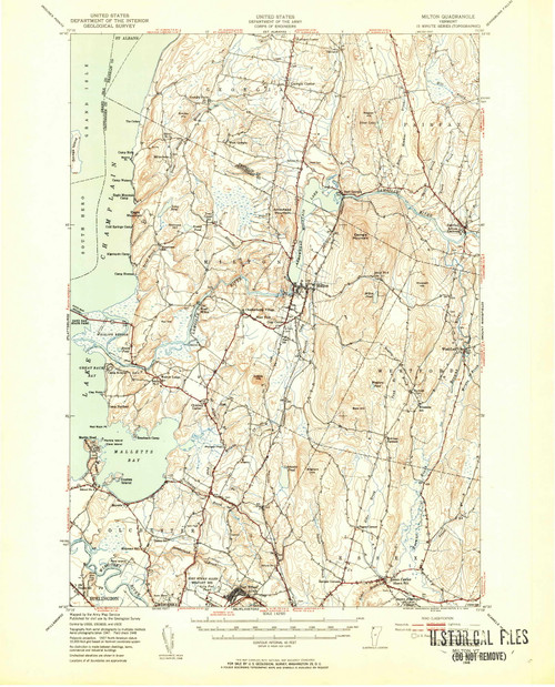 Milton, Vermont 1948 (1954) USGS Old Topo Map Reprint 15x15 VT Quad