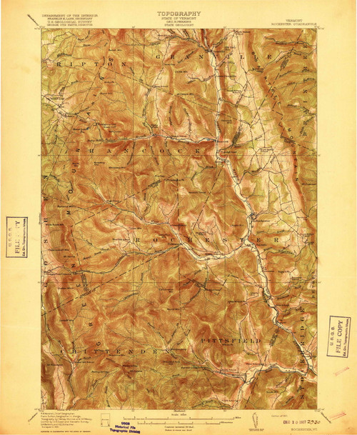 Rochester, Vermont 1917 () USGS Old Topo Map Reprint 15x15 VT Quad