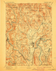 Greenfield, Massachusetts 1894 (1907) USGS Old Topo Map Reprint 15x15 VT Quad 352730