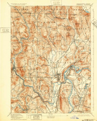 Greenfield, Massachusetts 1894 (1932) USGS Old Topo Map Reprint 15x15 VT Quad 352734