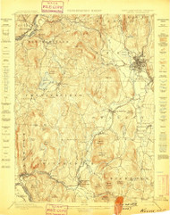 Keene, New Hampshire 1898 () USGS Old Topo Map Reprint 15x15 VT Quad 330108