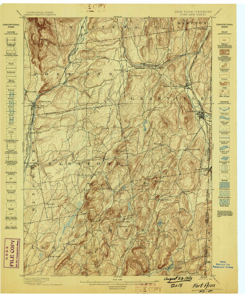 Fort Ann, New York 1898 () USGS Old Topo Map Reprint 15x15 VT Quad