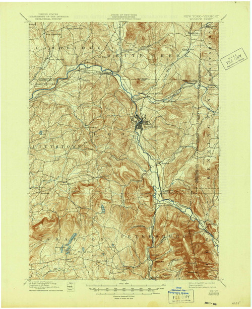 Hoosick New York 1897 1945 Usgs Old Topo Map Reprint 15x15 Vt Quad 129756 Old Maps 6674